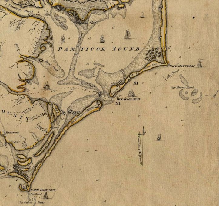 Barbe Noire - Carte de l_île d_Ocracoke datant de 1775